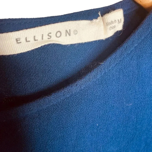 Ellison Women's Navy Ruffle Long Sleeve Mini Dress - Picture 3 of 12